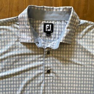 FootJoy Golf Polo Shirt XL Gray White Dot Performance Stretch Athletic
